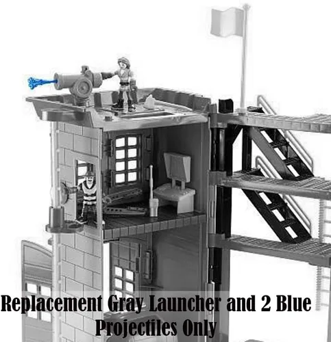 Vista 4 de Piezas de repuesto para Rescue Heroes Firehouse – Fisher-Price Rescue Heroes Fire House Playset CDD69 ~ Lanzador gris de repuesto y 2 proyectiles