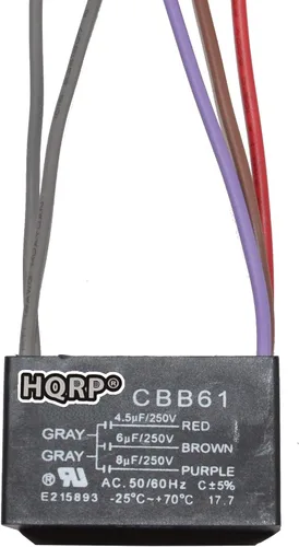 Vista 4 de HQRP Condensador de ventilador de techo CBB61 1uf+2uf de 3 cables listado UL