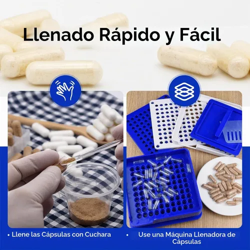 Vista 6 de Cápsulas veganas vacías de tamaño 0-100 cápsula vegetal, cápsulas vacías vegetales con 2 cucharas de micro laboratorio