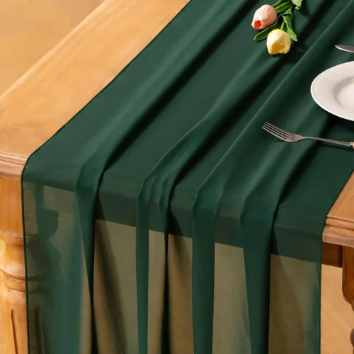 Vista 7 de Socomi Camino de mesa de gasa beige para verano, bohemio, rústico, de 10 pies, 29 x 120 pulgadas, decoración de camino de mesa de boda, decoración