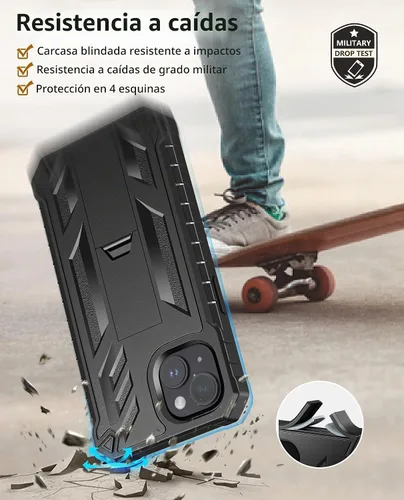 Vista 3 de FNTCASE Funda para iPhone 14 Plus: Cubierta protectora resistente de grado militar para teléfono celular con soporte y protección incorporada