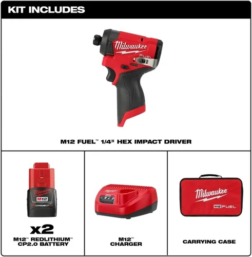 Vista 6 de Milwaukee Electric - M12 Fuel. Kit de Destornillador de Impacto HEX de 1/4
