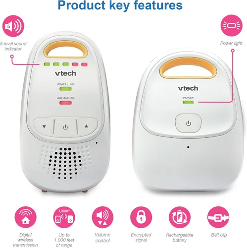 Vista 11 de VTech Monitor de Audio para Bebés Mejorado con Batería Recargable, Largo Alcance y Sonido Cristalino (Paquete de 4)