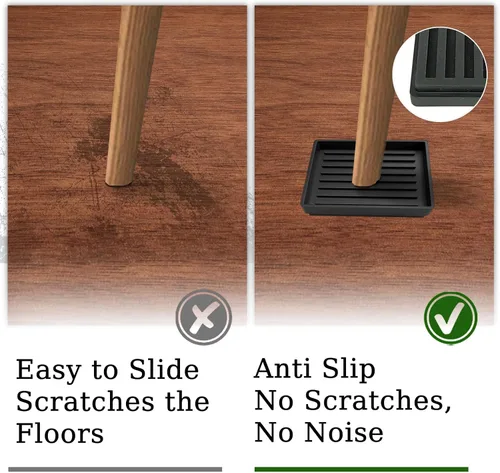 Vista 3 de Elevadores de cama resistentes, juego de 8, elevadores cuadrados apilables para muebles, elevadores de muebles de cama ajustables, altura de 0.5 a 2