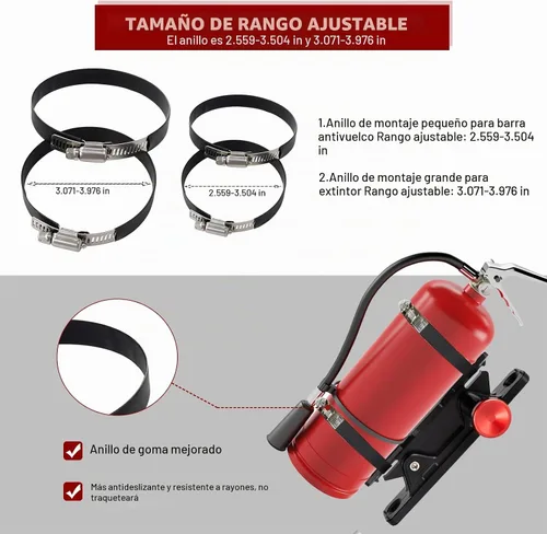 Vista 4 de Soporte para extintor de incendios de liberación rápida, soporte de montaje para extintor de incendios de automóvil de aluminio para vehículo UTV