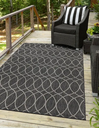 Vista 37 de Unique Loom Outdoor Trellis Collection - Alfombra de área (10 pies, redonda, verde/marfil)