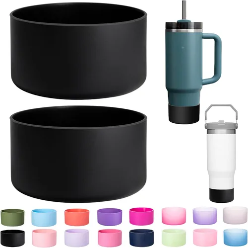 Vista 29 de Paquete de 2 botas de silicona para Stanley Cup de 30 oz y 40 onzas, protector inferior antideslizante y reductor de ruido, cubierta base de vaso