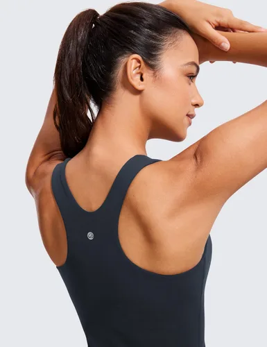 Vista 3 de CRZ YOGA Butterluxe - Camiseta sin mangas de cuello alto con espalda cruzada para mujer, con brasier integrado, para entrenamiento, yoga, atlética