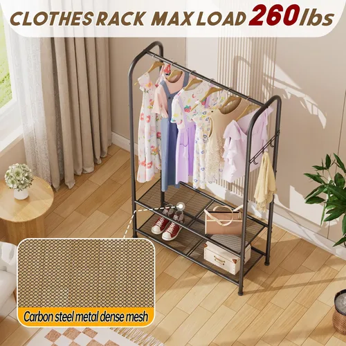 Vista 3 de Golpart Perchero de Ropa para Abrigatos Perchero de Ropa de Metal Independiente para Secar Ropa para Colgar Ropa Armario Portátil para Lavandería