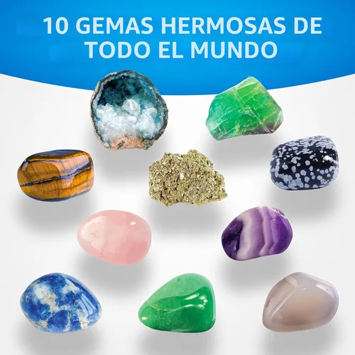 Vista 3 de Kit de excavación de piedras preciosas de National Geographic – Excava 10 piedras preciosas y cristales reales, kit científico para niños, kit