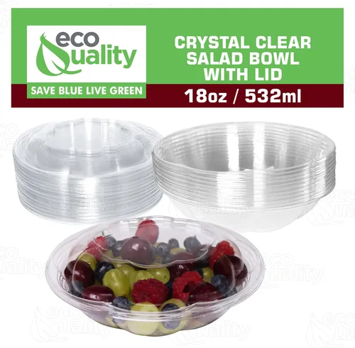 Vista 4 de Ensaladeras desechables transparentes de 18 onzas con tapas, recipientes de plástico transparente desechables para ensaladas para el almuerzo