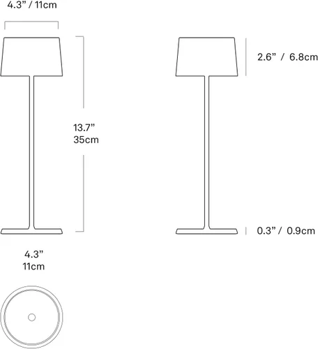Vista 2 de Zafferano, Olivia Pro - Lámpara de mesa recargable inalámbrica con control táctil, adecuada para interiores y exteriores, atenuador, 2700-3000 K