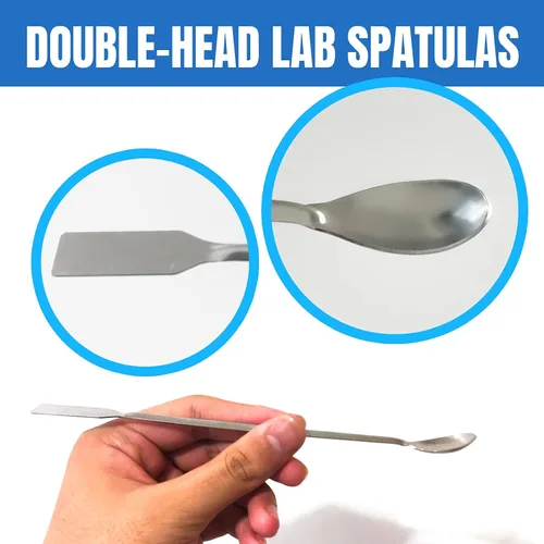 Vista 5 de Juego de herramientas de laboratorio de química, acero inoxidable Crucible tongs, lab spatula scoop, U shape spoon, test tube clamp, forceps