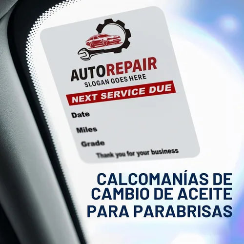 Vista 2 de McAuley Labels Calcomanías personalizadas para cambio de aceite, parabrisas, jamba de puerta, duraderas, fáciles de escribir, fáciles de despegar