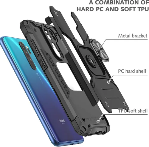 Vista 8 de Asuwish Funda de teléfono para Xiaomi Redmi Note 8 Pro con protector de pantalla de vidrio templado y soporte de anillo soporte delgado híbrido