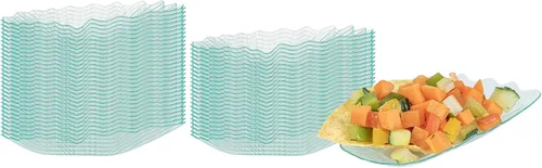Vista 12 de Restaurantware Mini platos de plástico de 3.3 x 3.3 pulgadas, 100 platos desechables – Platos de degustación de plástico negro en forma de concha