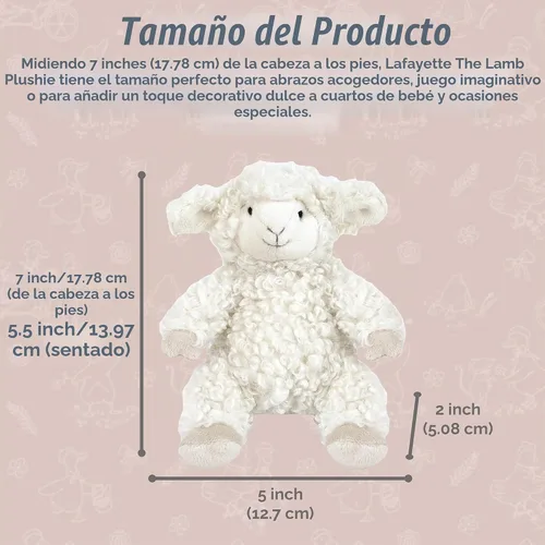 Vista 4 de MON AMI Lafayette - Peluche de cordero de 7 pulgadas, peluche de cordero suave, regalo