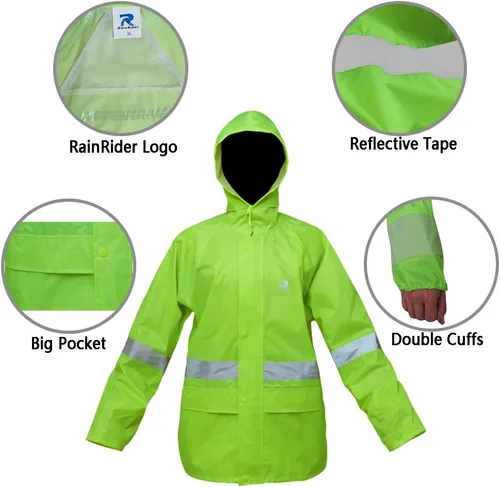 Vista 2 de RainRider Traje de Lluvia, Chaqueta y Pantalones para Hombres y Mujeres, Impermeable, Ligero, Equipo de Lluvia, Ropa de Trabajo