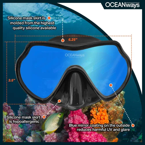 Vista 8 de Máscara Oceanways SuperView AccuColor - Revestimiento interior amarillo