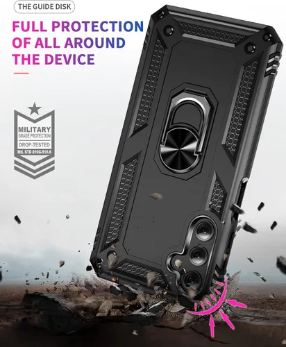 Vista 3 de Funda para Samsung Galaxy A24 4G con [2 unidades] Protector de pantalla de vidrio templado, para Galaxy A24 Heavy Duty Armor [Grado Militar]