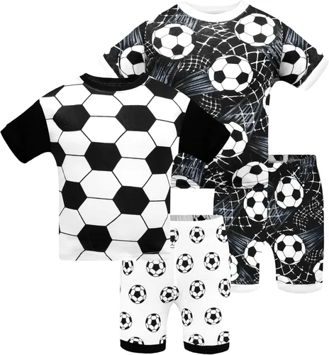 Vista 52 de DAUGHTER QUEEN - Pijama para niños de 4 piezas, conjunto corto 100 % algodón, talla 18 meses-12 años Soft, Breathable, Lightweight, Comfortable