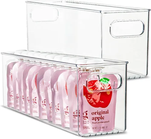 Vista 25 de Contenedor de plástico transparente para almacenamiento de alimentos con asas para organizar cocina, despensa, refrigerador, congelador, despensa