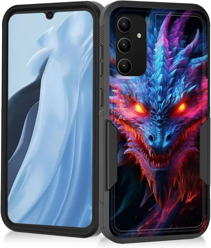 Vista 172 de Funda para Galaxy A14 5G, resistente de doble capa híbrida de policarbonato duro, goma suave, a prueba de golpes, funda protectora resistente