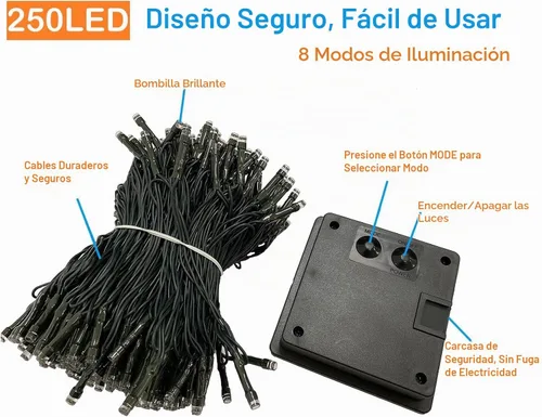 Vista 5 de Paquete de 4 tiras de luces solares mejoradas para exteriores, 400 luces LED de 132 pies para exteriores con 8 modos, IP65 impermeables para Luces