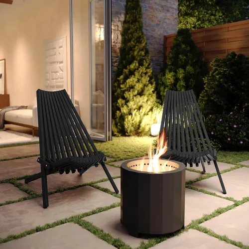 Vista 5 de Flash Furniture Delia Commercial - Silla plegable de madera para interiores y exteriores, salón de perfil bajo para patio, porche o jardín, versátil