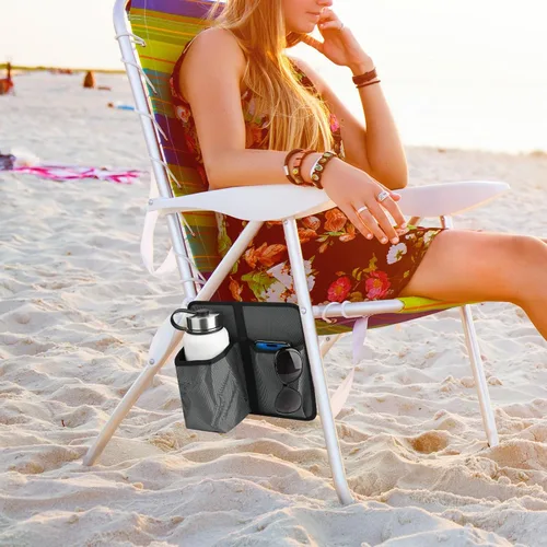 Vista 7 de Xxerciz Soporte universal para tazas para silla de campamento, soporte universal para botella de agua para silla reclinable de patio, silla de Gris