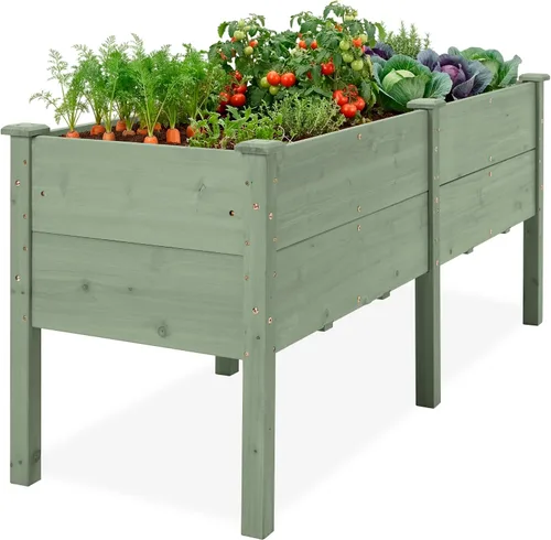 Vista 16 de Best Choice Products Cama de jardín elevada de 48 x 24 x 30 pulgadas con profundidad extra profunda de 16 pulgadas, soporte para maceta de madera