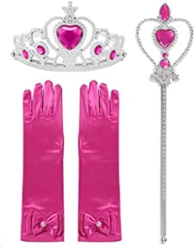 Vista 7 de DH Sleeping Beauty - Vestido de fiesta de princesa para niñas con accesorios de cosplay, rosa, 3-4 años