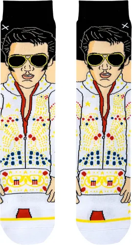 Vista 5 de Odd Sox, Elvis Presley, The King of Rock N Roll - Calcetines para hombre, divertidos regalos de coleccionista, Negro