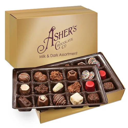 Vista 3 de Asher's Chocolates, Surtido de leche y chocolate negro, pequeños lotes de chocolate Kosher, propiedad familiar desde 1892, juego de regalo de Regular