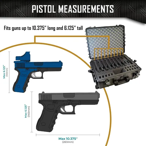 Vista 5 de DORO - Estuche rígido para 10 pistolas 20, con inserto de espuma personalizado MyCaseBuilder, impermeable, resistente, para pistola táctica/arma