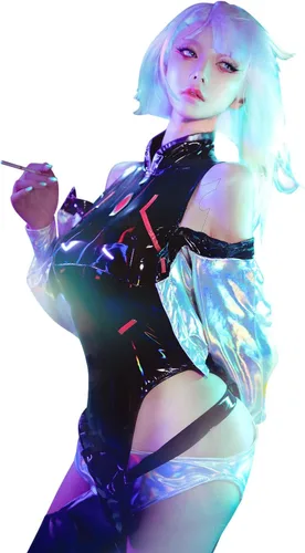 Vista 3 de Lucy - Disfraz de Netrunner para cosplay, traje de anime para mujer, para fiesta de Halloween
