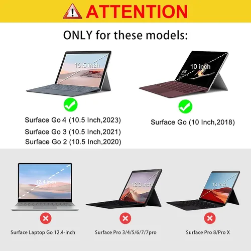 Vista 2 de Junfire Funda para Microsoft Surface Go 4 2023/Surface Go 3/Surface Go 2, a prueba de golpes, Surface Go de 10.5 pulgadas, correa de mano/soporte