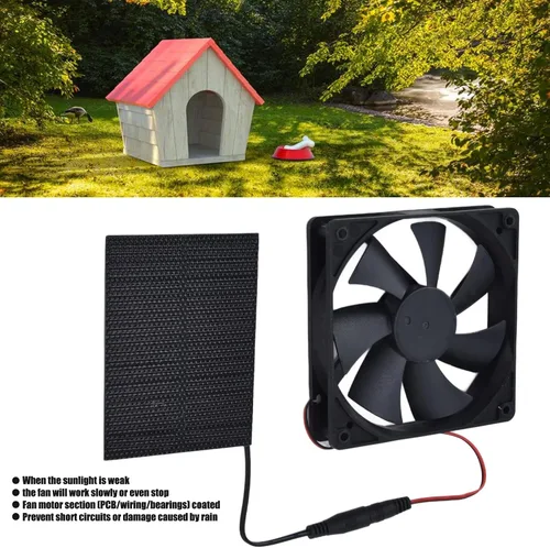Vista 3 de Kit de ventilador de panel solar, ventilador solar de 3 W 5 V con panel solar, ventilador de escape solar impermeable para pequeños gallineros