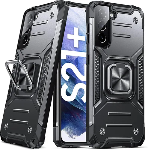 Vista 139 de DASFOND Diseñada para funda Galaxy S8 con soporte, anillo metálico giratorio mejorado de 360°, soporte kickstand de grado militar, resistente a