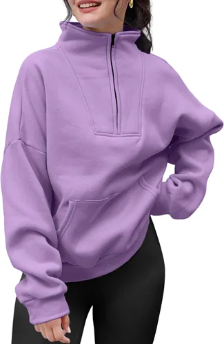 Vista 2 de Trendy Queen Sudaderas con media cremallera, sudaderas con capucha de gran tamaño, suéteres de otoño 2024 Y2K ropa de invierno