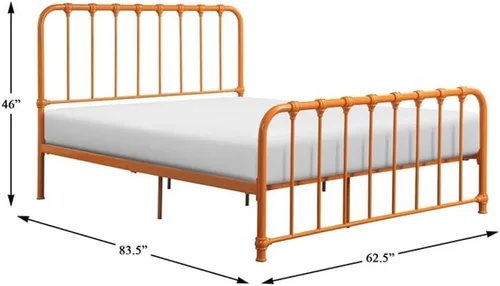 Vista 3 de Lexicon Leongatha - Cama de metal, tamaño Queen, color naranja