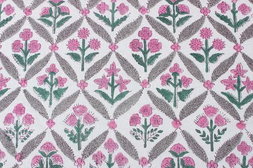 Vista 185 de Ridhi Mantel redondo estampado a mano color rosa flamenco 110 pulgadas 100%