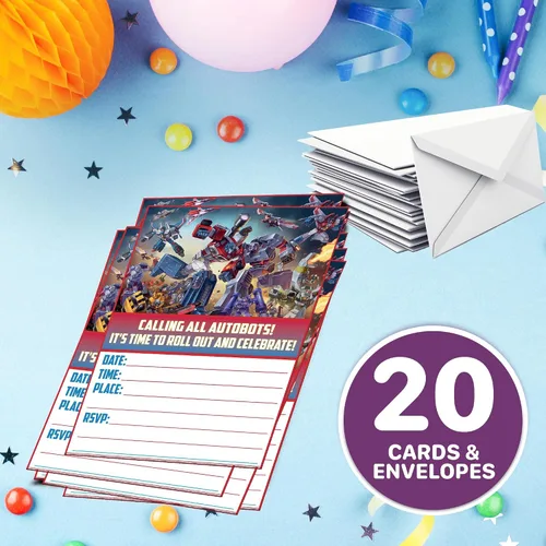 Vista 7 de 20 invitaciones y sobres dinámicos de cumpleaños de Robot Hero Adventure - Invitaciones de fiesta de feliz cumpleaños para niños, 6 x 4 pulgadas