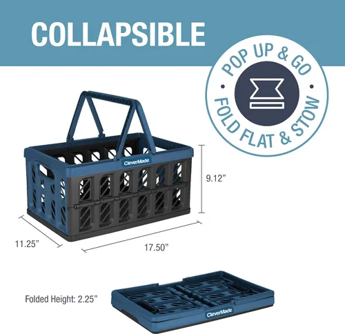 Vista 3 de CleverMade Cestas de compras ecológicas plegables de 24L y 30L (paquete de 3) Bolsas reutilizables de plástico y lona