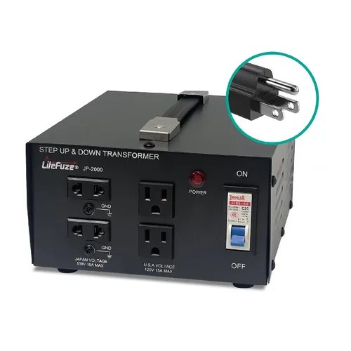 Vista 2 de LiteFuze Convertidor Transformador de Voltaje de 2000 Vatios para Japón Elevador/Reductor - 100v a 120v / 120v a 100v Convertidor de Energía Japonés