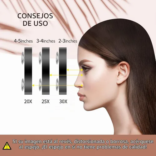 Vista 6 de MIYADIVA Espejo de aumento 20X, pequeño espejo de viaje con ventosa y pinzas, 3.5 pulgadas Negro-20x