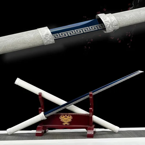 Vista 21 de Espada katana japonesa samurái – Hoja de espiga completa de acero al carbono real sin afilar, espada tradicional de práctica de Iaido