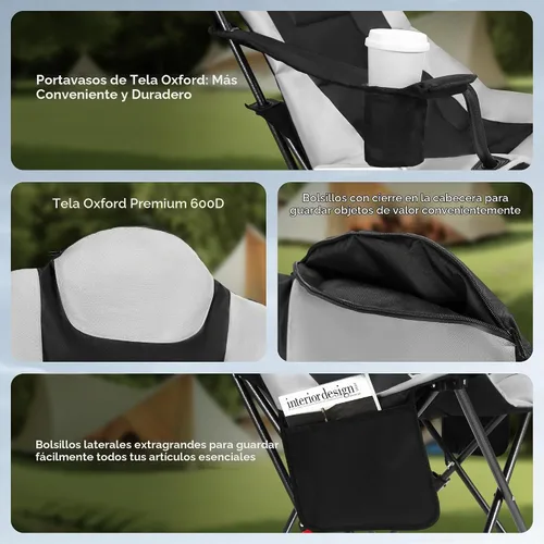 Vista 6 de OUTSIDER Silla de camping plegable de 3 posiciones con calefacción