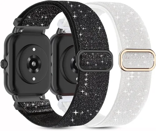 Vista 9 de Paquete de 2 correas elásticas de nailon compatibles con Amazfit Active 2/Active 3 Premium/Active, correas deportivas de repuesto suaves de 0.787