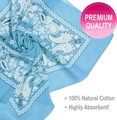 Vista 3 de Basico paquete de bandanas 100% algodón, envoltorio para cabeza con vincha, talla única